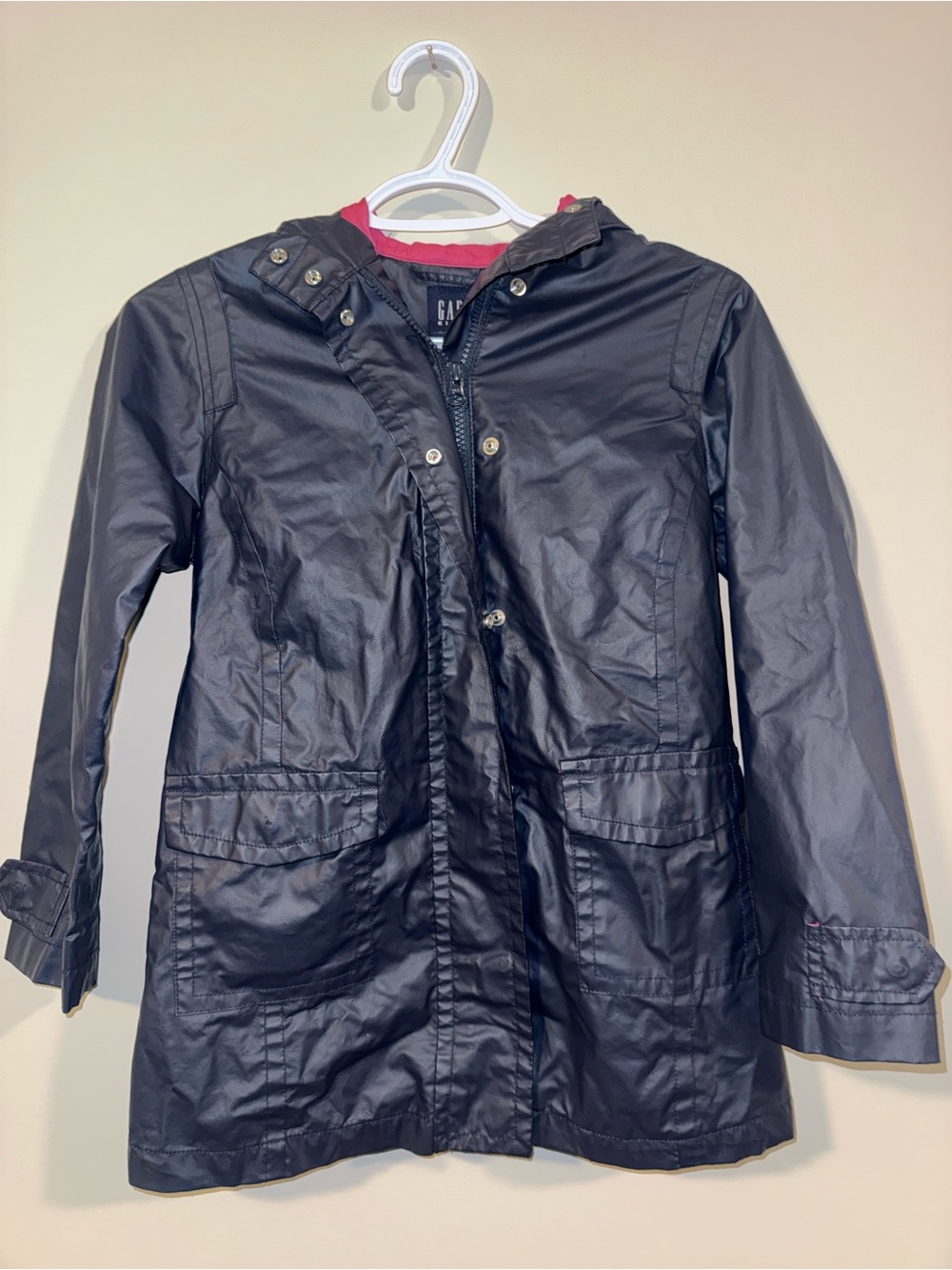 GAP Girls' Blue Hooded Rain Jacket